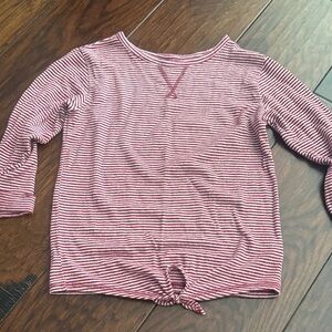 Old Navy Red Striped 3 Quarter Sleeve Tee
